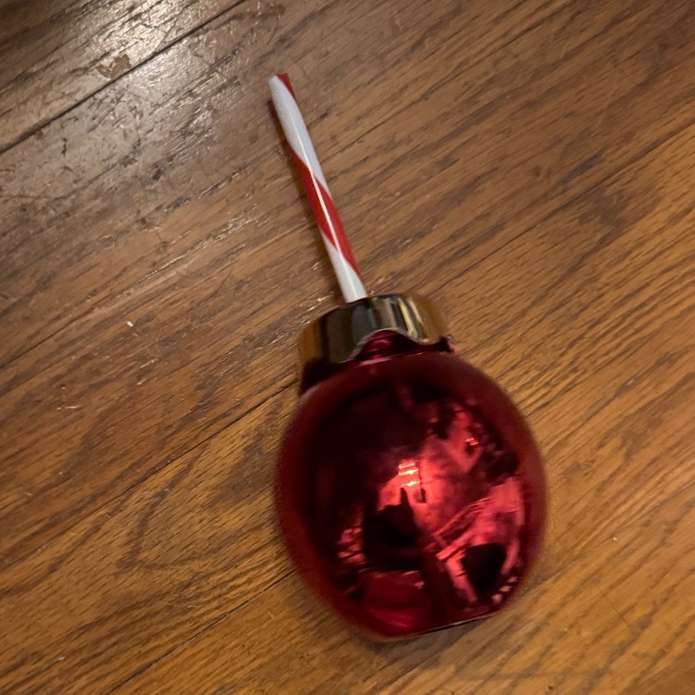 Red Holiday Ornament Tumbler Straw 12 fluid oz office decor theme event party